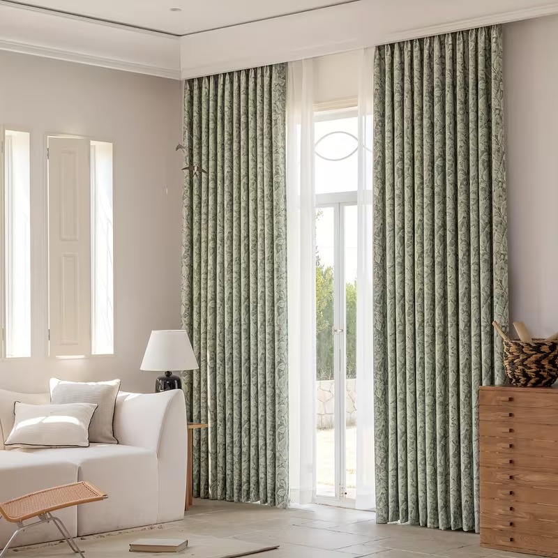 Vintage Jacquard Leaf Blackout Curtain